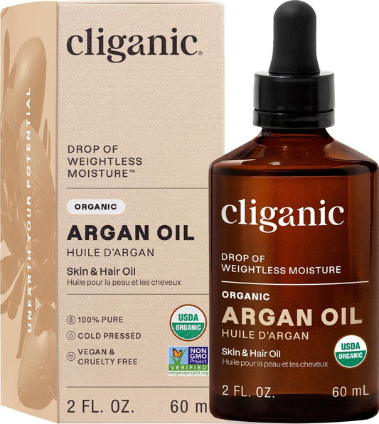 Cliganic Organic Argan Oil 16oz with Pump, 100% Pure | Bulk for Hair, Face & Skin (Packaging May Vary)