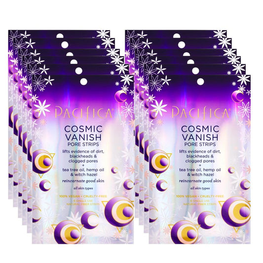 Pacifica - Blackhead Remover Pore Strips - 12-PACK Cosmic Vanish - for Nose, Chin & Forehead - Deep Cleansing Nose Strips w/Instant Pore Unclogging - Oil-Free Vegan Dermatologist Tested