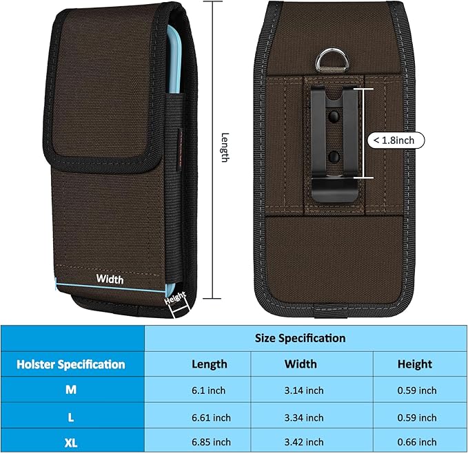 ACCKUO Phone Holster for Belt with Metal Clip and Magnetic Closure Compatible with iPhone 17 Air, 16/15/14/13/12 Pro Max, Galaxy S26/S25/S24/S23/S22 Plus & FE for Everyday Protection, L-Coffee