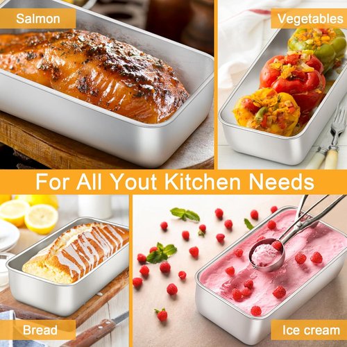 E-far Stainless Steel Loaf Pans - 8 Pack, 9x5 Inch Bakeware for Bread, Cake & Meatloaf | Non-Toxic & Dishwasher Safe