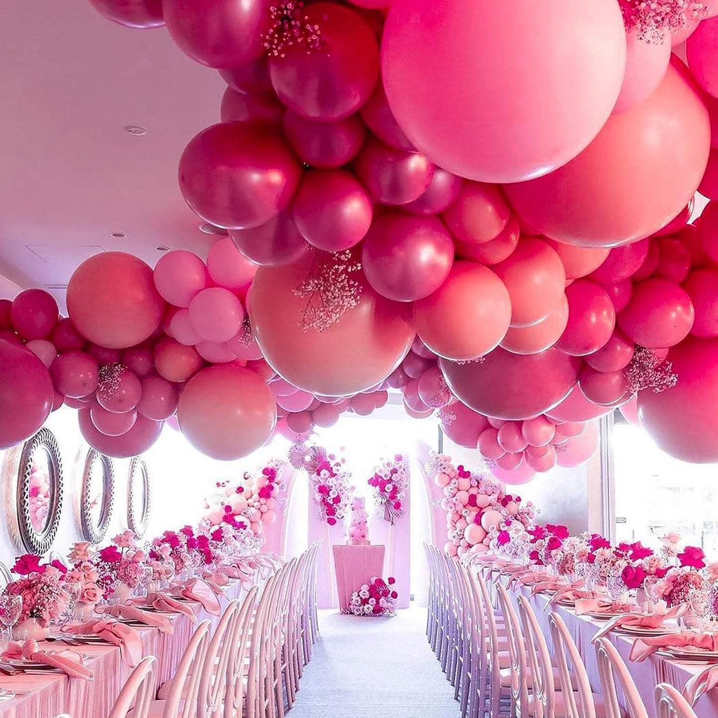 PartyWoo Hot Pink Balloons - 140-Piece Magenta Balloon Arch Kit for Baby Showers & Birthdays | Various Sizes