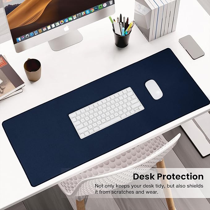 ALOANES Waterproof Mouse Pad with Durable Stitched Edge, Gaming Keyboard, Non-Slip Rubber Base Mouse Mat, Desk pad for Gamer, Office& Home, Dark Blue Mousepad Large(27.6"x11.8"x0.12")