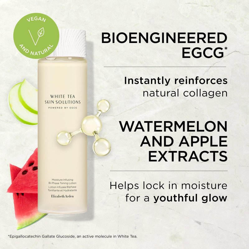 Elizabeth Arden White Tea Skin Solutions Moisture Infusing Bi-Phase Toning Lotion, Hydrating Face Toner, Alcohol-Free & Vegan, 6.76 fl oz (Pack of 1)