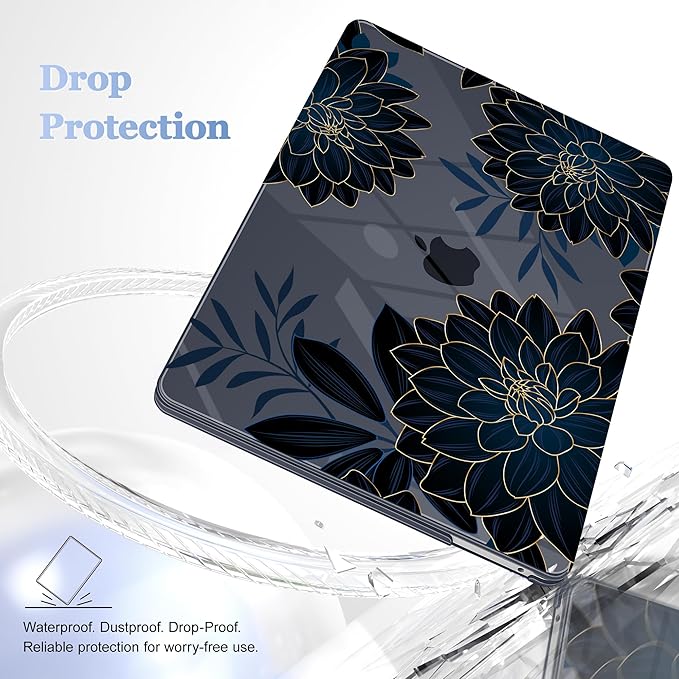 Lepeoac Case for MacBook Pro 13 inch Case M2 2022-2016 A2338 M1 A2251 A2289 A2159 A1989 A1708 A1706, Plastic Hard Shell + Keyboard Cover + Dust Plug, Flower Dahlia