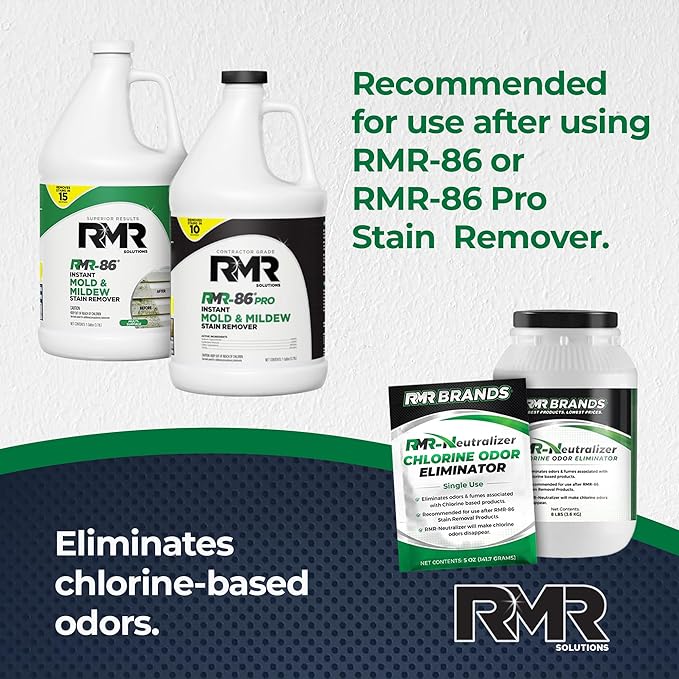 RMR-Neutralizer, Chlorine and Bleach Odor Eliminator - Neutralizes Odors From Chlorine and Bleach-Based Indoor & Outdoor Cleaners, 5oz Makes 1 Gallon, 12-5 Ounce Packets