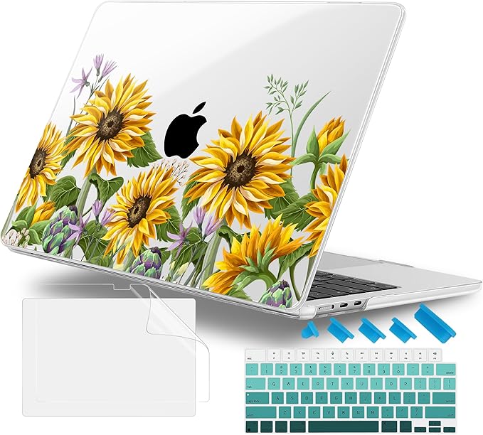Lepeoac Case for 2026/2025/2024/2023 MacBook Air 15-inch Laptop Release M5 A3448 /M4 A3241 /M3 A3114 /M2 A2941, Stylish Protective Hard Shell Cover for MacBook Air 15.3 inch, Sunflowers