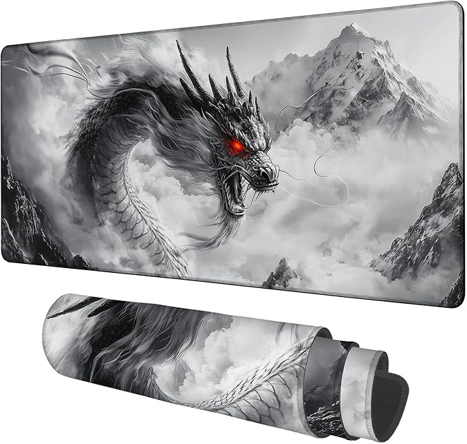NITAHHHY Large Mouse Pad Chinese Dragon Gaming Desk Pad Computer Keyboard Non-Slip Waterproof Mouse Mat with Rubber Base and Stitched Edges Entertainment Office Writing Desk Mat 35.4 x 15.7 Inches