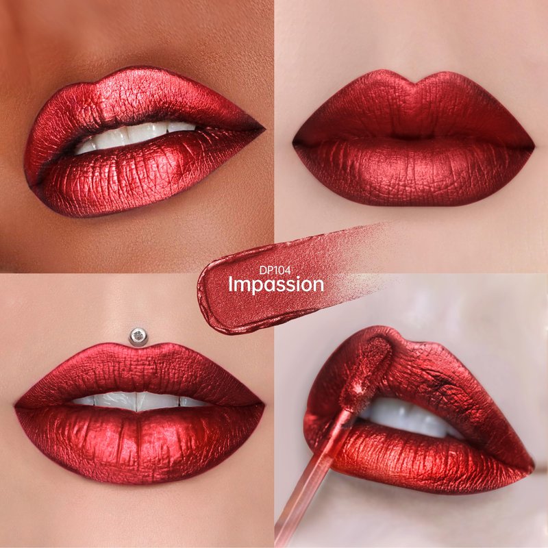 Depuplum 3Pc Lipsticks Set for Women Metallic Lipstick Long Lasting Dark Red Bronze Burgundy Lip Gloss, Metal Shine Lightweight Hydrating Full Coverage Lip Color, DP103/104/107
