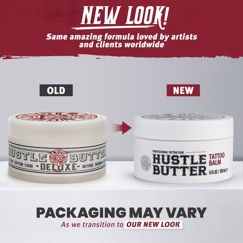Hustle Butter Tattoo Aftercare 5oz Tattoo Balm, Heals + Protects New Tattoos and Rejuvenates Older Tattoos - 100% Vegan Cream No-Petroleum
