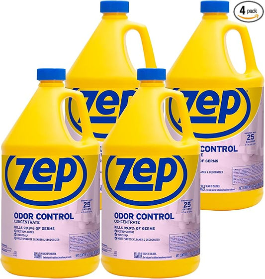 Zep Odor Control Concentrate - 1 Gallon (Case of 4) ZUOCC128 - Cleans, Deodorizes, Disinfects, Kills Many Household Germs, Removes Mildew Stains, Destroys Odors