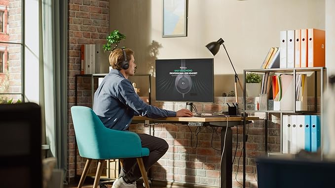 Yealink UH37 USB Headset with Microphone for PC Stereo Headphones with Noise Cancelling Microphone for Computer Laptop On-Ear Wired Teams Headset for Office Call Center USB-C/A