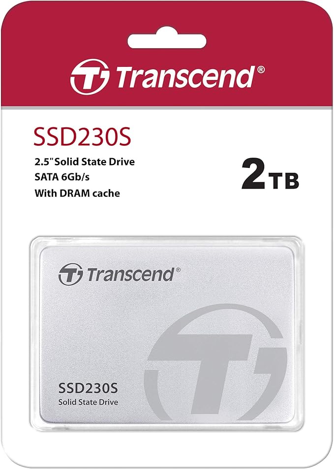 Transcend SSD230 2TB 2.5" SATA III 6Gb/s Internal SSD with DRAM, Up to 560MB/s, for PS4/ PCs, Laptops/Desktops/Notebooks, 3D TLC Internal Solid State Drive with SLC Cache, RAID Engine, LDPC Coding