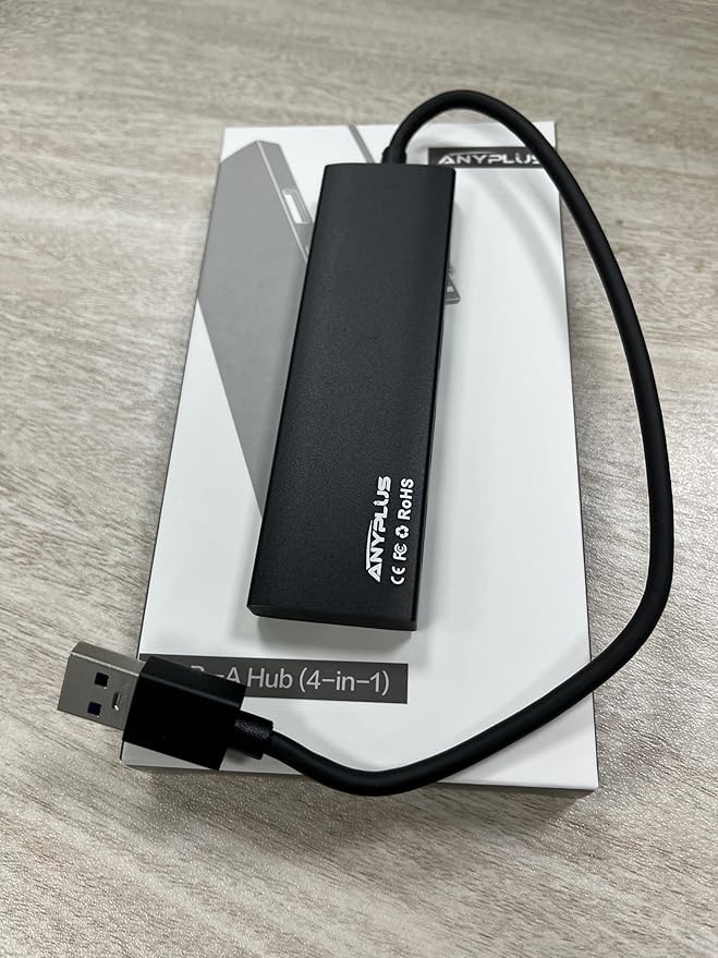 ANYPLUS USB Hub, USB 3.0 Hub Aluminum Alloy Ultra Slim USB Splitter, Portable 4 Port USB Extender, USB Hub for Laptop, PC, MacBook, iMac, Surface Pro, Mac Pro, Flash Drive, XPS 【Black】