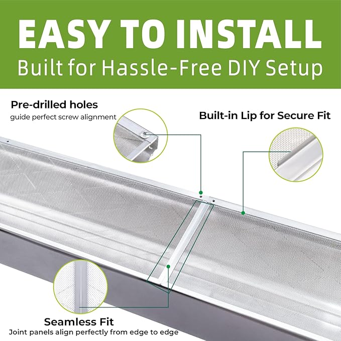 Gutter Guard â 100% Stainless-Steel Micro-Mesh Design, Pine Needle & Small Debris Protection, Fits 5 in KâStyle & HalfâRound Gutters, DIY Screws Included (50ft, 15pcs, 5in x 40in)