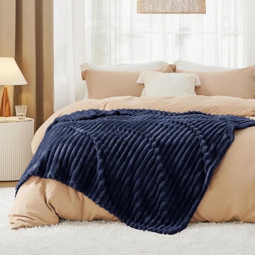 Bedsure GentleSoft Navy Blue Fleece Blanket - Cozy Soft Throw for Couch, 50x70 Inches