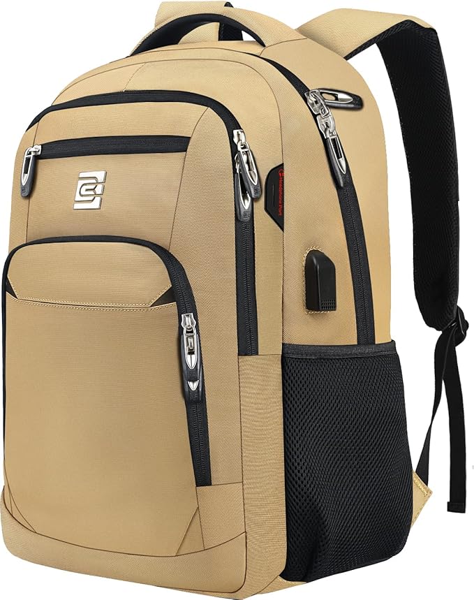 Volher Laptop Backpack,Business Travel Anti Theft Slim Durable Laptops Backpack,Water Resistant College Computer Bag for Women & Men Fits 15.6 Inch Laptop and Notebook-Khaki