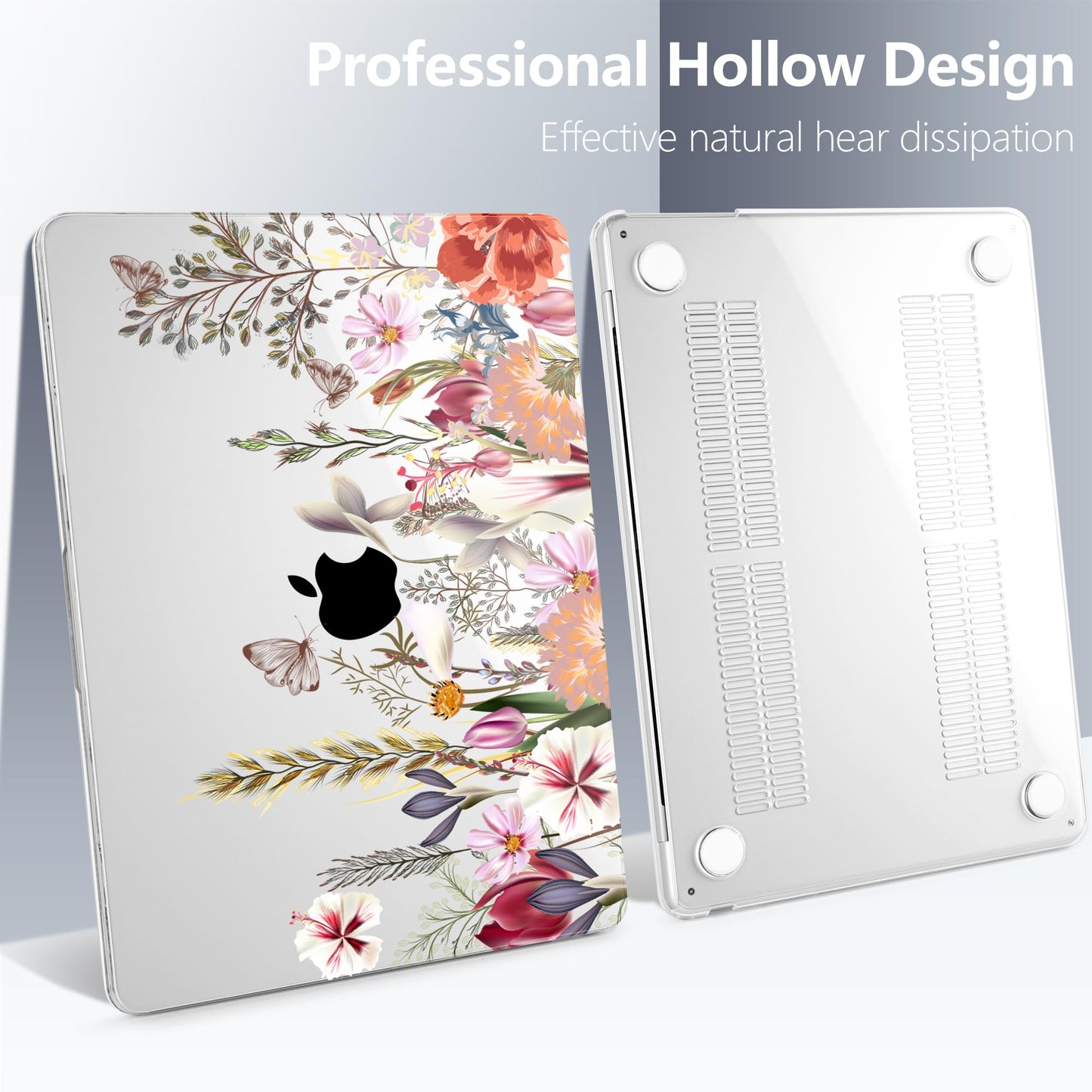 Batianda Premium Case for New MacBook Air 15 inch with M5 M4 M3 M2 Chip 2026 2025 2024 2023 Release, Designed Ultra-Slim Hardshell & Keyboard Cover & Screen Protector 4-in-1 Bundle, Flower Field