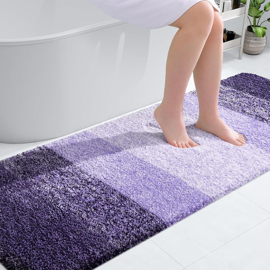 OLANLY Bathroom Runner Rug Mat - Extra Soft Microfiber, Quick Dry & Washable | 70x24 Violet
