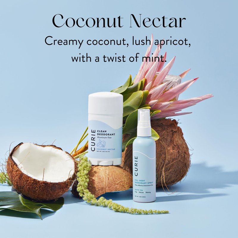 Curie Natural Deodorant for Women - Coconut Nectar + Santal Sage - Aluminum Free, Clean, Sustainable, Vegan Paraben Free (2pk)