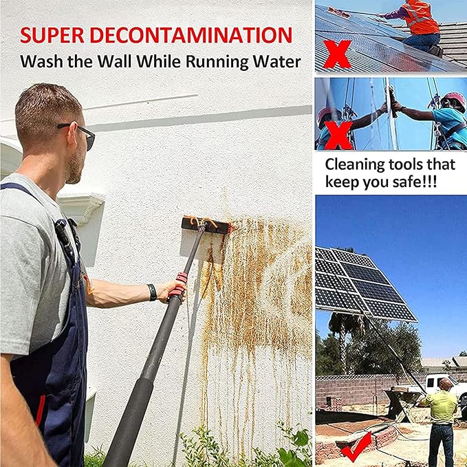 Window Cleaning Pole, Water Fed Telescopic Window Cleaning Brush, Extendable Cleaner Roof Cleaning Tools Window Cleaner Kit for Photovoltaic Panel, Trucks, Bus, Cars,6m