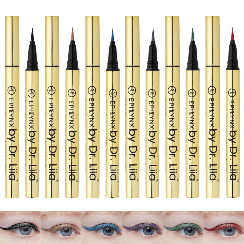 EPILYNX Liquid Eyeliner - Hypoallergenic Eyeliner with Fine Brush Tip, Long-Lasting Waterproof Eye Liner - Cruelty-Free, Vegan, Gluten-Free, Smooth Liquid Eye Liner - 6 Shades Gift Set