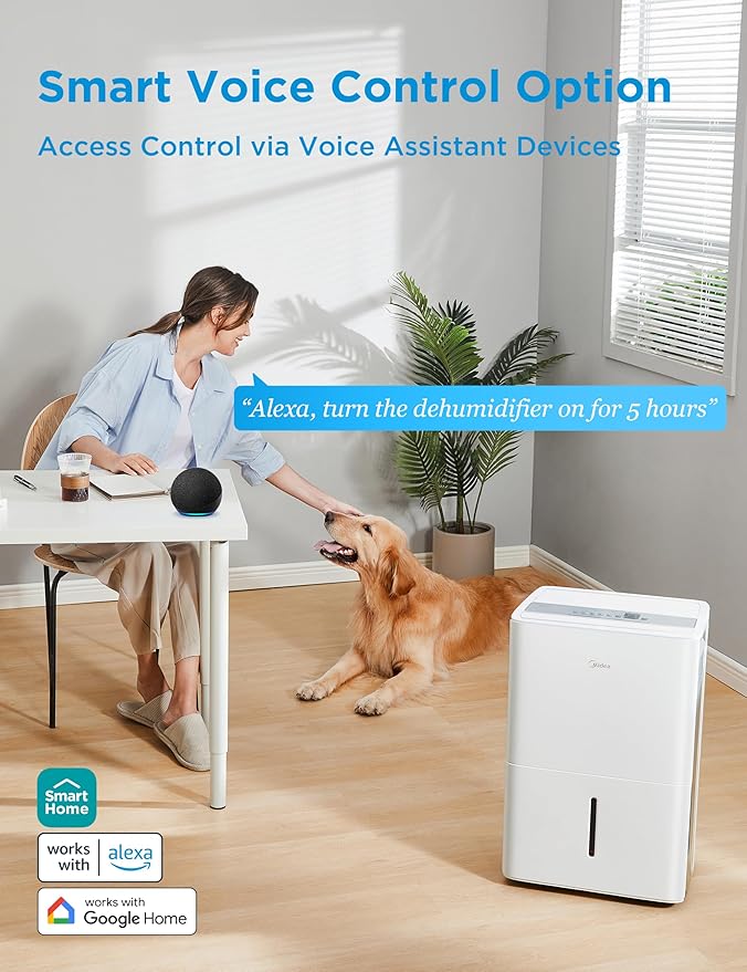 Midea 3,000 Sq. Ft. Dehumidifier for Basement, With Reusable Air Filter 35 Pint - Ideal For Basements, Large & Medium Sized Rooms, And Bathrooms (White)