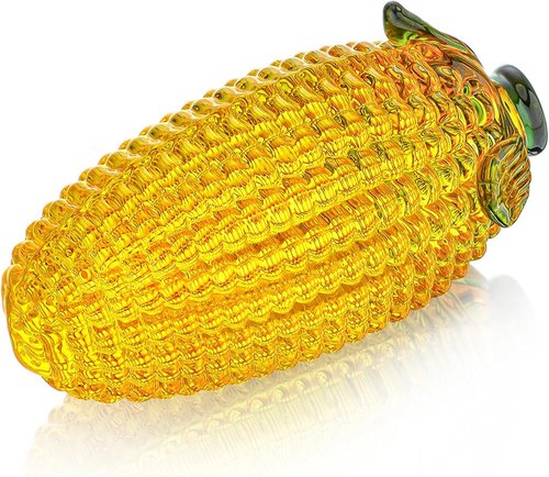 Art Glass Corn Figurine Decor - Unique Tabletop Centerpiece | Perfect for Home, Kitchen, Office