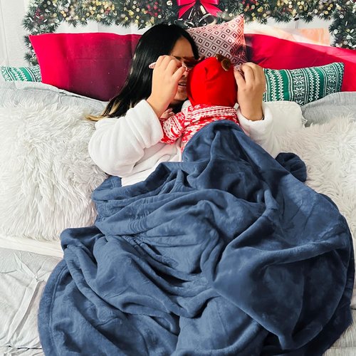 Bedsure GentleSoft Fleece Throw Blanket - XL Plush Cozy 300GSM in Mineral Blue | 50x70 Inches for Bed & Travel