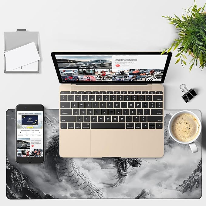 NITAHHHY Large Mouse Pad Chinese Dragon Gaming Desk Pad Computer Keyboard Non-Slip Waterproof Mouse Mat with Rubber Base and Stitched Edges Entertainment Office Writing Desk Mat 35.4 x 15.7 Inches