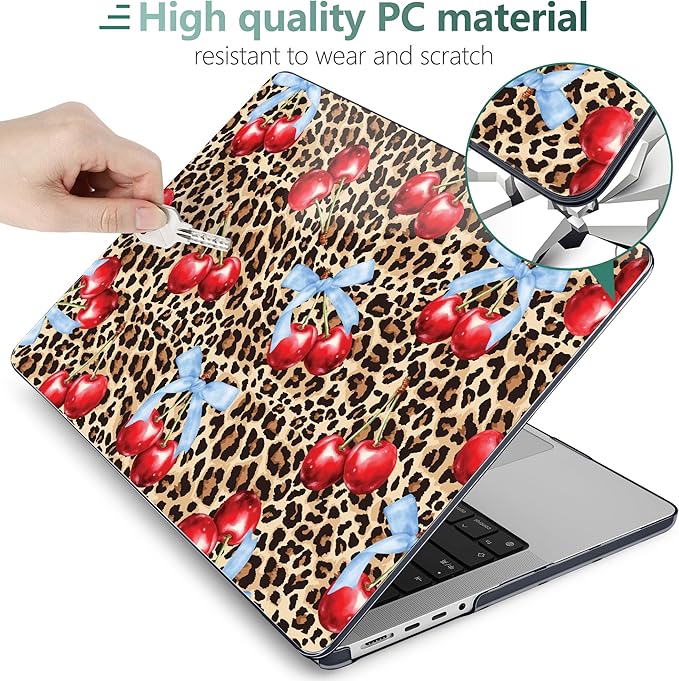 DONGKE Compatible with MacBook Pro 16 Inch Case (2026-2021 Release, M5 M4 M3 M2 M1 Pro/Max Chip), Plastic Hard Shell Cover with Keyboard Cover & Screen Protector for MacBook Pro 16", Leopard & Cherry