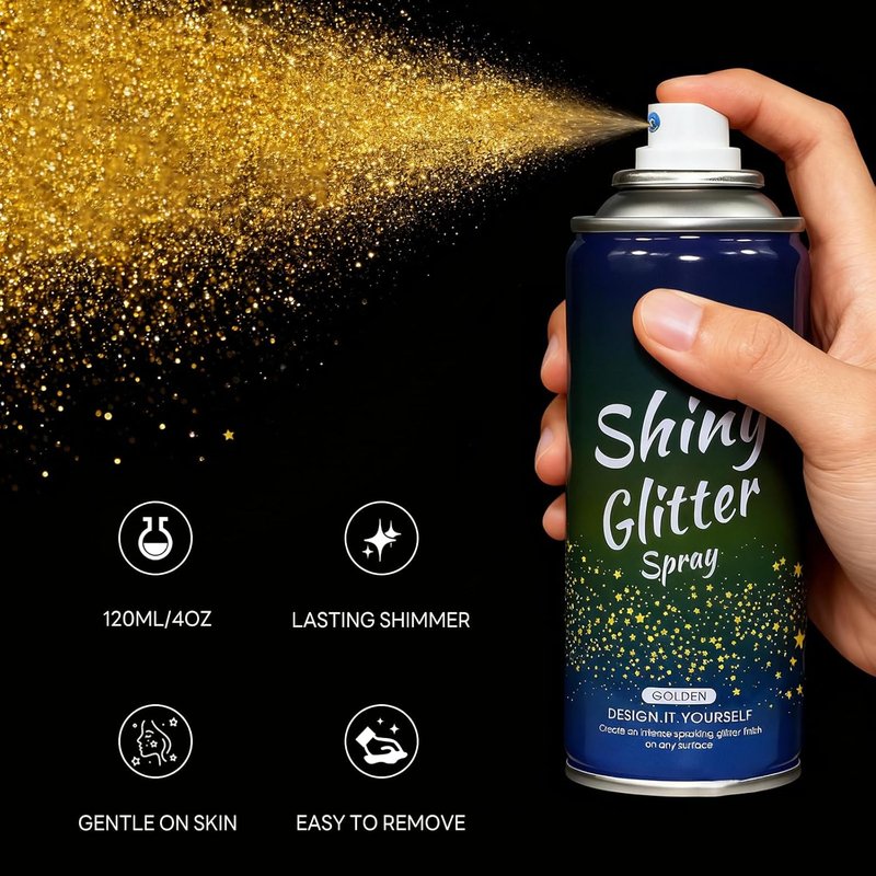 Pure Gold Glitter Spray - Holographic Body & Hair Glitter for Festivals | Quick-Dry, Long-Lasting, 4.05 fl oz