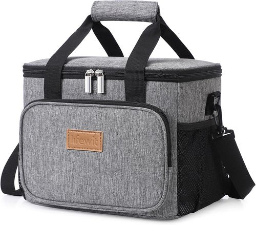 Lifewit Insulated Lunch Bag - Soft Cooler Tote for Adults | Gray, 12-Can Capacity (9L)
