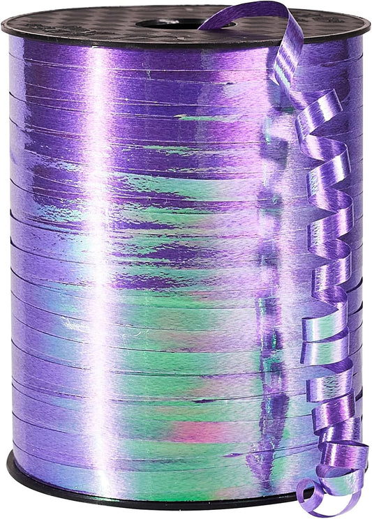 PartyWoo Purple Curling Ribbon - 500 Yards of Lavender Holographic String for Crafts & Gift Wrapping