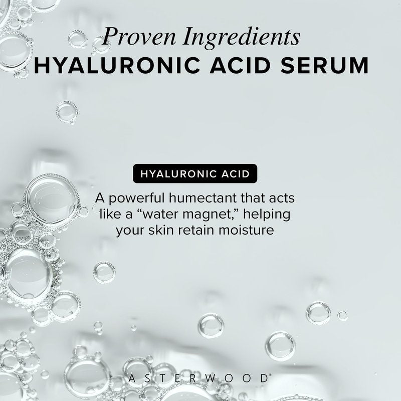 Asterwood Pure Hyaluronic Acid Serum for Face - Plumping, Anti-Aging, Hydrating - Fragrance-Free - 2 Fl Oz