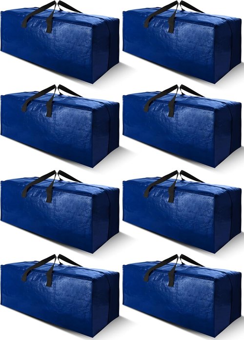 Cosy Family Extra Large Moving Bags - Heavy Duty Storage Totes with Backpack Straps (40 Gal, Blue)