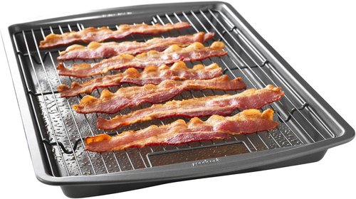 GoodCook Nonstick Carbon Steel Baking Pan & Wire Rack Set - 15” x 10.5” | Perfect for Pizza, Bacon & More