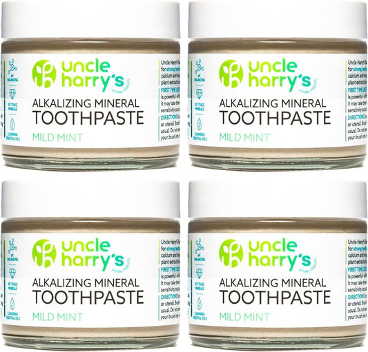 Mild Mint Remineralizing Toothpaste - Natural Whitening & Breath Freshening | Vegan, Fluoride-Free, 3 Oz (4 Pack)
