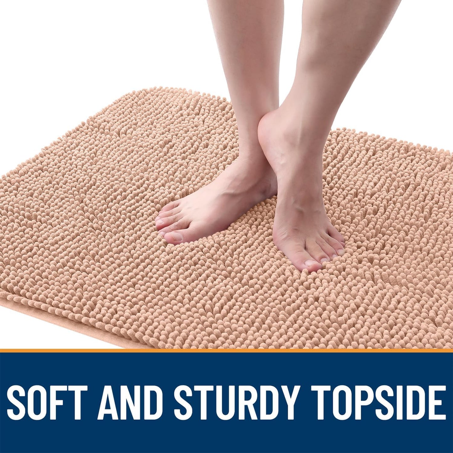 OLANLY Dog Door Mat - Absorbent Non-Slip Chenille Mat for Muddy Paws | 30x17 Peach Indoor Carpet