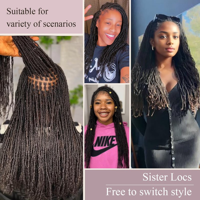 Originea Sister Locs Extensions Human Hair Curly Tips Permanent Micro Locs Extensions Natural Looking Soft Dreadlocks Can Be Bleached and Dyed (1B# 0.1cm, 6 Inch 30 Strands)
