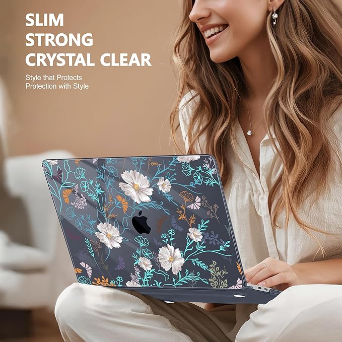Lepeoac Case for MacBook Pro 13 inch Case M2 2022-2016 A2338 M1 A2251 A2289 A2159 A1989 A1708 A1706, Plastic Hard Shell + Keyboard Cover + Dust Plug, Rustic Flowers