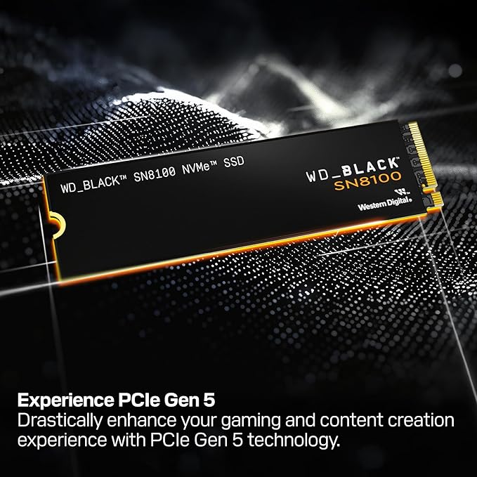 WD_Black SN8100 2TB NVMe SSD - PCIe 5.0x4, M.2 2280, Up to 14,900MB/s Read Speed, up to 11,000MB/s Write Speed, Best for AI Applications, Gaming, and Video Editing - WDS200T1X0M