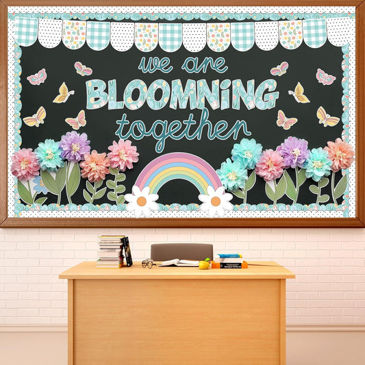 Regine Switzerland Flower Bulletin Board Set - 3D Tissue Paper Pompoms & Butterfly Cutouts for Classroom Decor