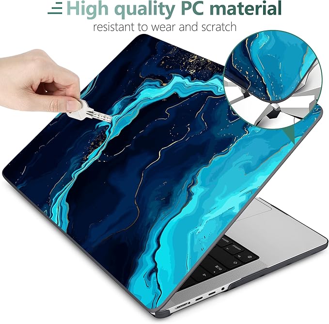 DONGKE Compatible with MacBook Pro 16 Inch Case (2026-2021 Release, M5 M4 M3 M2 M1 Pro/Max Chip), Plastic Hard Shell Cover with Keyboard Cover & Screen Protector for MacBook Pro 16", Blue Marble