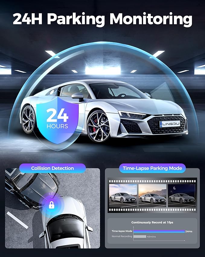 LINGDU 12" Mirror Dash Cam, 4K UHD Front and 2.5K Rear View Dash Camera for Car, with ADAS BSD LCA Smart Mode, GPS, G-Sensor, Loop Recording, Parking Monitor, Voice Control, 5.8GHz WiFi