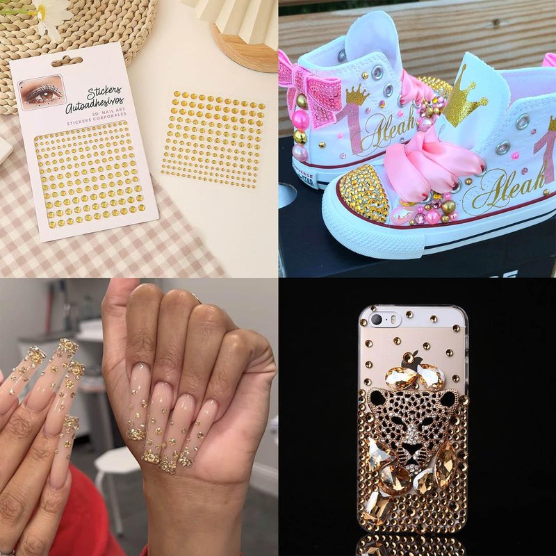 YOSOMK Gold Body Glitter Gel & 2 Sheets Face Gems Rhinestones Set, Face Glitter Makeup & Hair Jewels Stick on, Holographic Hair Glitter Eye Gems,Chunky Glitter Face Jewels for Makeup Festival
