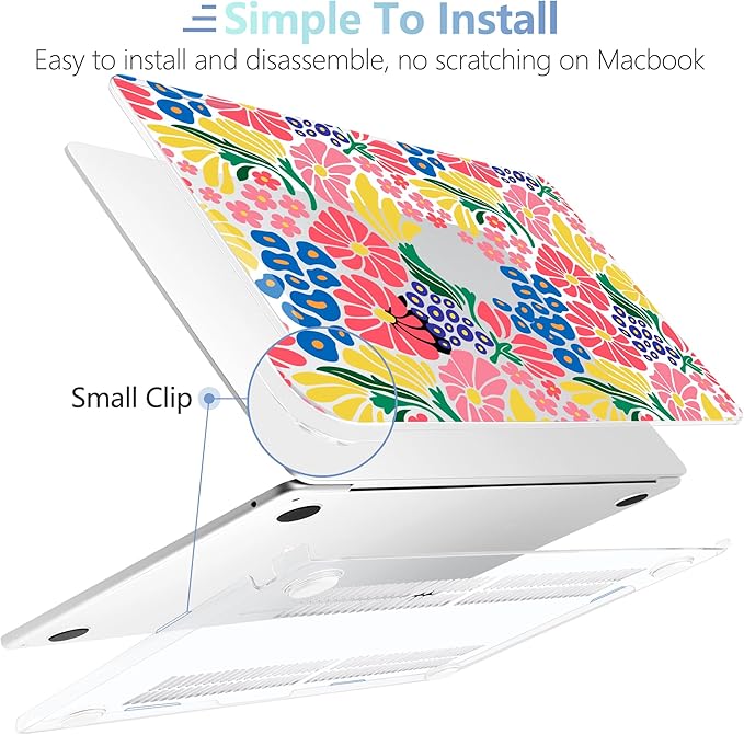 MEEgoodo for M5/M4/M3/M2 MacBook Air 15 inch Case 2026 2025 2024 2023, Case Fit Model (A3448/A3241/A3114/A2941) for MacBook Air 15.3 inch, Groovy Flower