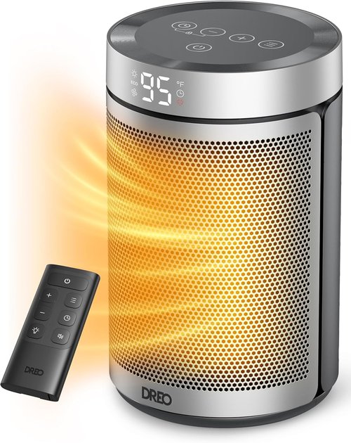 DREO Portable Electric Space Heater - 1500W PTC Ceramic with Thermostat & Remote | Eco-Friendly Design for Home & Office
