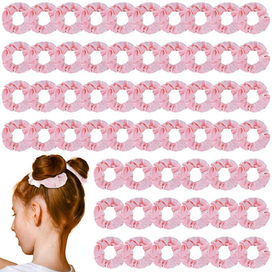 Juexica 100 Pcs Pink Velvet Scrunchies Bulk for Women & Girls, Soft Elastic Scrunchies, Satin Hair Ties for Thick and Thin Hair, Bridesmaid, Bachelorette, Proposal Party Favors (Pink)