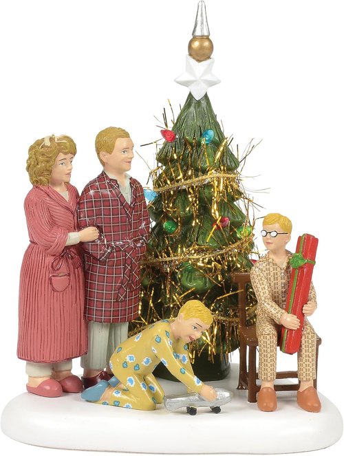 Department 56 A Christmas Story Village Figurine - Family Opens Gifts | 4.32 Inch, Multicolor