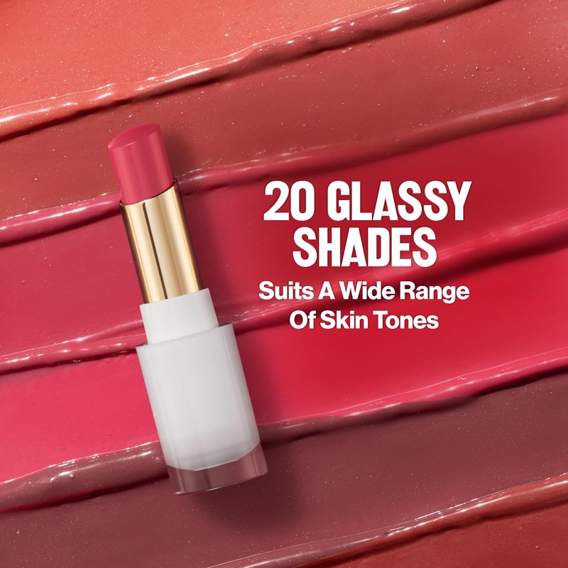 REVLON Super Lustrous Glass Shine Balm, Sheer Glossy Tinted Lip Balm, Hydrating Formula with Hyaluronic Acid, Aloe & Rose Quartz, 011 Sparkling Honey, 0.11 oz